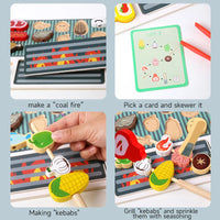 Simulation Kitchen Pretend Toy Wooden Toddler DIY BBQ Toy Set Classic Game Montessori Educational Toy For Children Kids Gift Good Vibrations