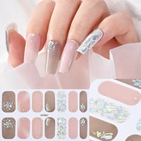 14Tip/Sheet Abalone Slice Nail Wrap Decals Baking Free Self Adhesive Nail Polish Sticker Long-Lasting Marble Gradient Nail Strip Good Vibrations