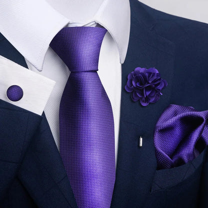 Luxury Mens Ties Floral Black Gold Ties Paisley NeckTie Pocket Square Cufflinks Brooch Set Men's Wedding Party Tie Good Vibrations