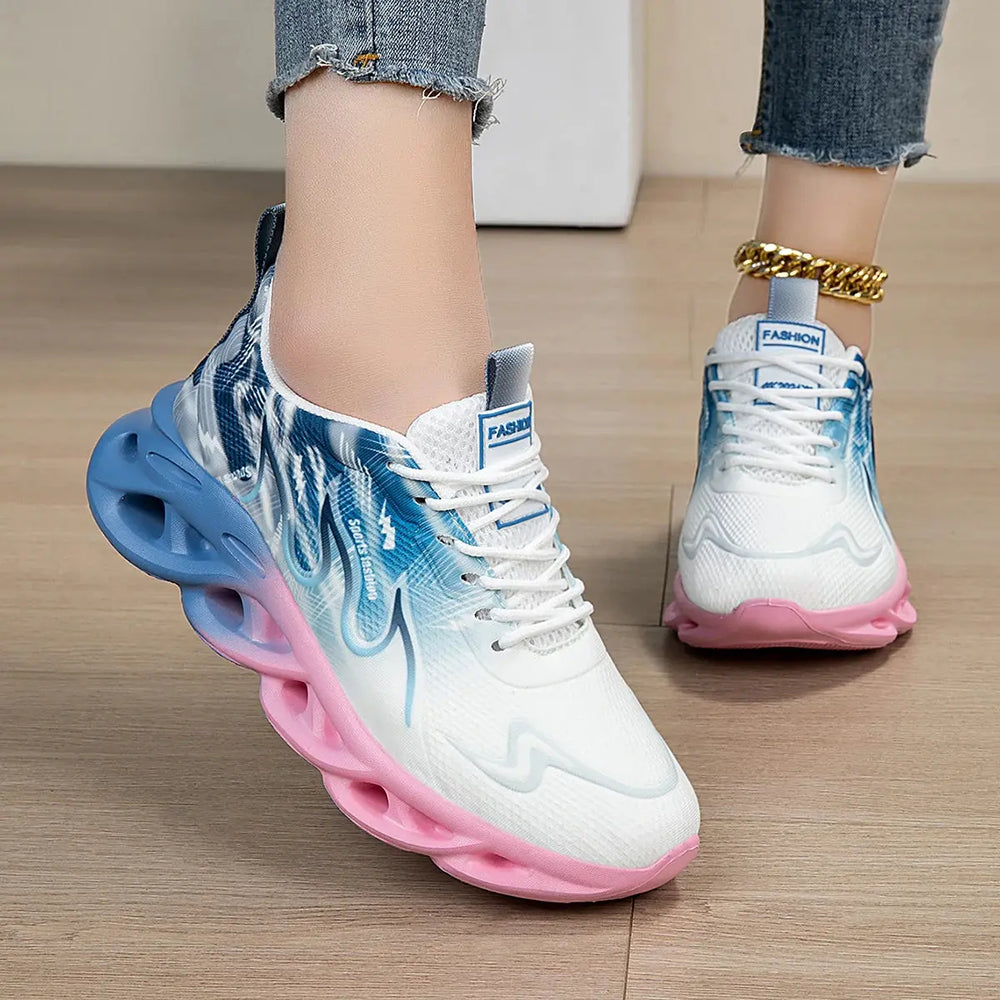 Fashion Women's Running Shoes Light Mesh Soft Bottom Tennis Shoes Teenagers Trendy Outdoor Sports Shoes Anti-slip Casual Shoes Good Vibrations