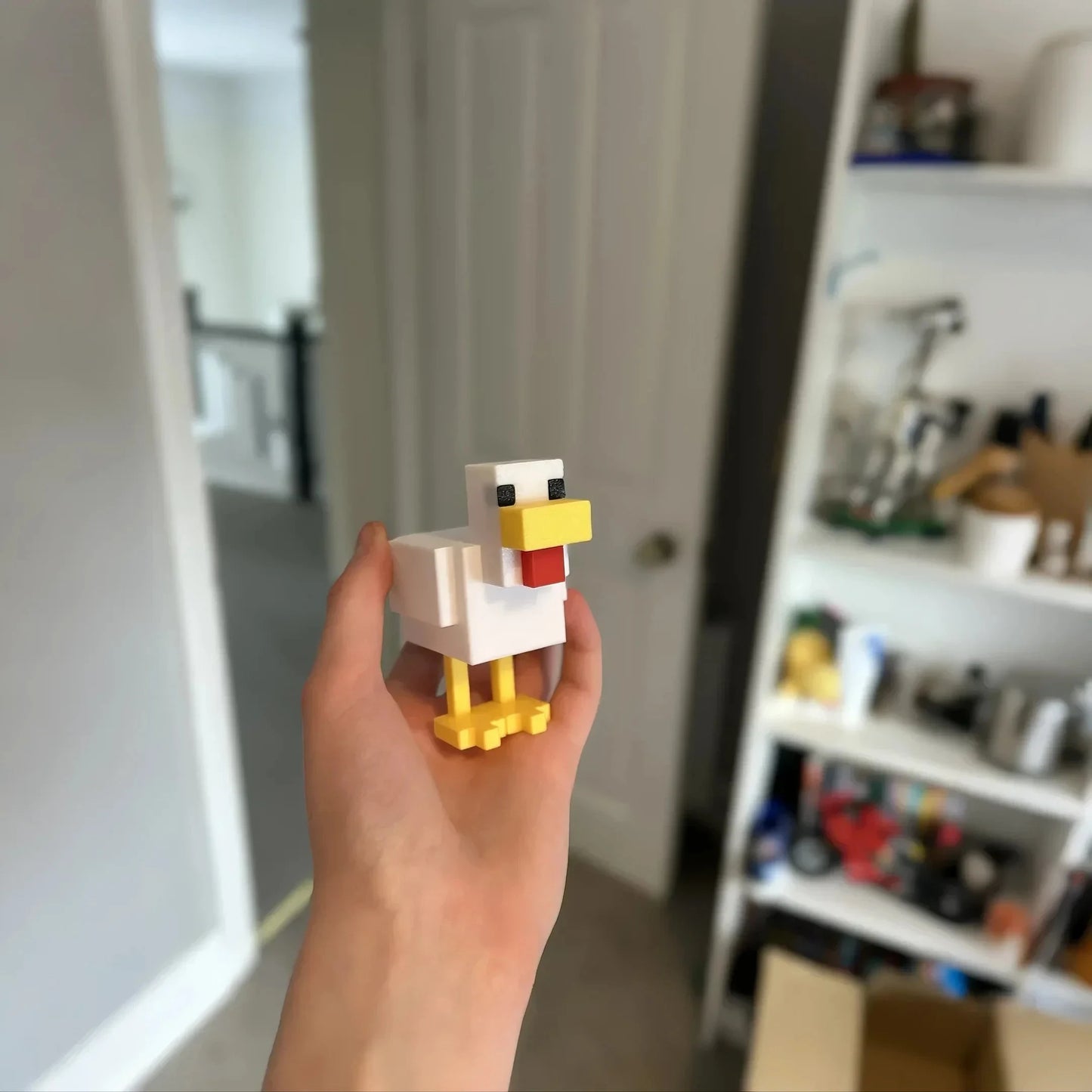 Charming and cute pixel chicken statue - artistically crafted animal decoration suitable for homes and offices Good Vibrations