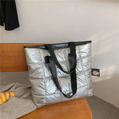 Women's shoulder bag light large bag women's fashion cotton tote bag large capacity shoulder bag commuting bag Good Vibrations
