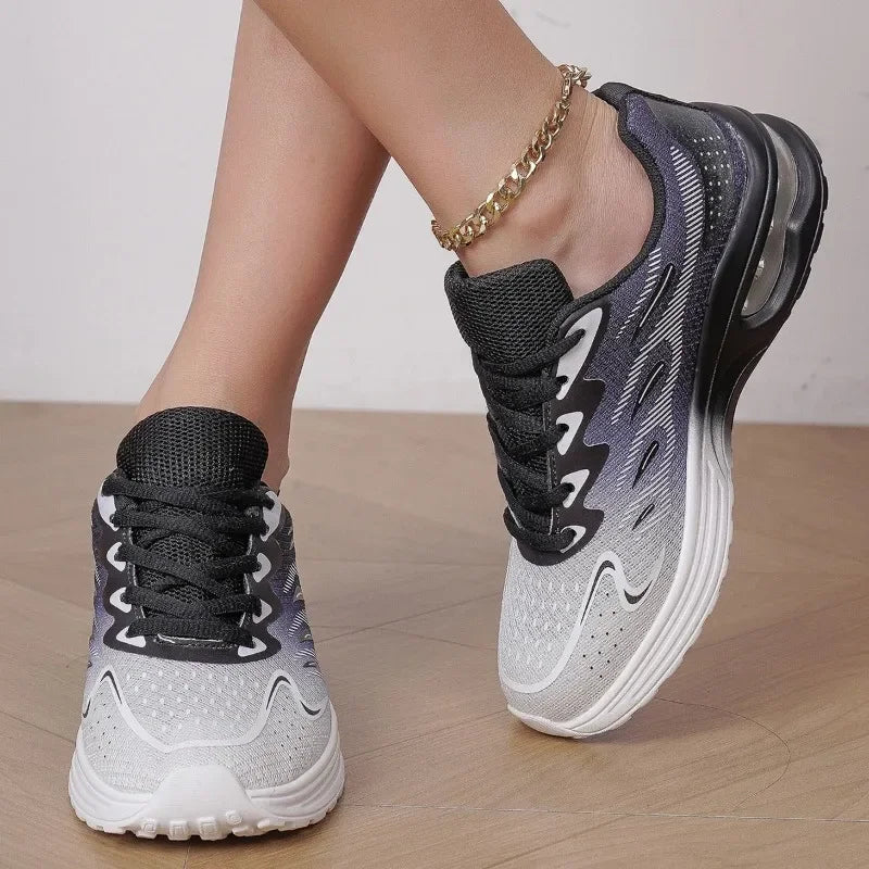 2025 Sports Shoes Women's Walking Shoes Comfortable and Fashionable Cushion Mesh Breathable Tennis Color Blocked Sports Shoes Good Vibrations