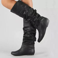 2024 Mid-Calf Boots Women Flat Shoes Spring Autumn Women High Boots Long Western Cowboy Boots Women Footwear Large size 35-43 Good Vibrations
