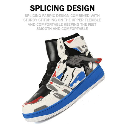 Lynjacye Cosplay Mid Cut Basketball Boots Unisex Mechanical Style Athletics Sport Trainer Tennis Basketball Shoes Good Vibrations