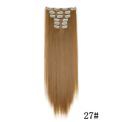 Synthetic Clips in Hair Extensions Long Straight Hairstyle Blonde Black Hairpieces Heat Resistant False Hair Daily Use Good Vibrations