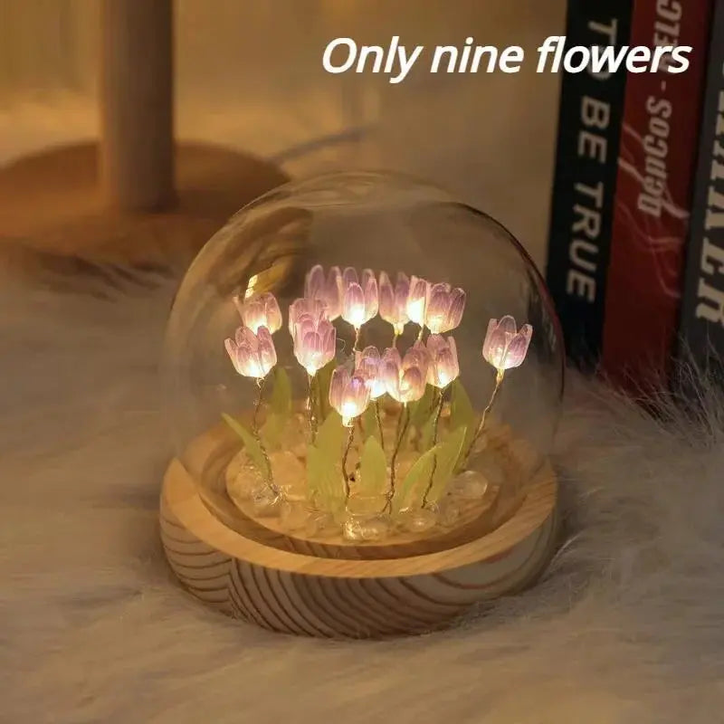 LED DIY Handmade Mini Tulip Night Light Materials Cute Home Decor Birthday Gift For Girl Family Friend Child Christmas Ornament Good Vibrations