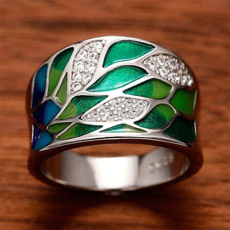 2026 Aesthetic Enamel Flower Finger Ring for Women Wedding Party New 2026  Silver Color Luxury Cubic Zirconia Jewelry Gift Good Vibrations