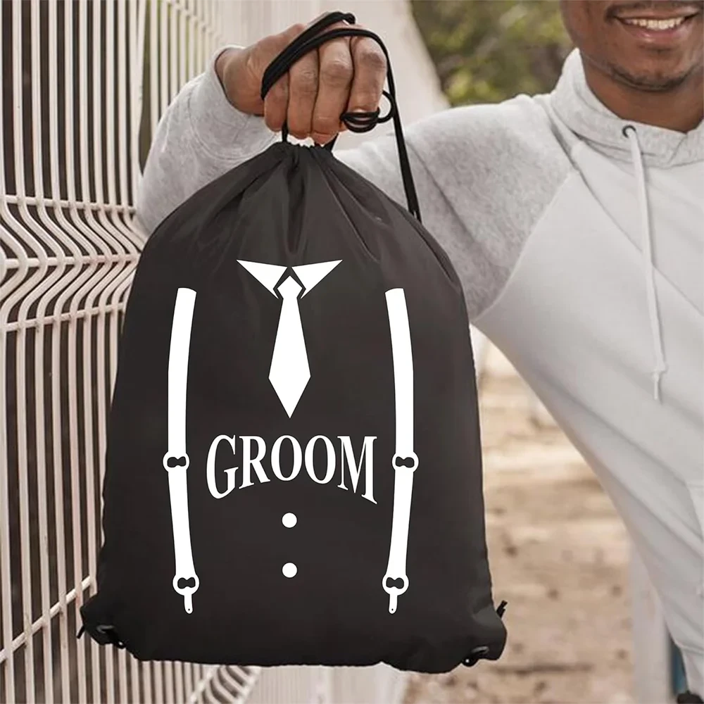 Groom and Groomsmen Storage Bag Proposal Bags Groom Crew Bag Groomsmen Gift Drawstring Bag for Bachelor Party Groom to Be Item Good Vibrations