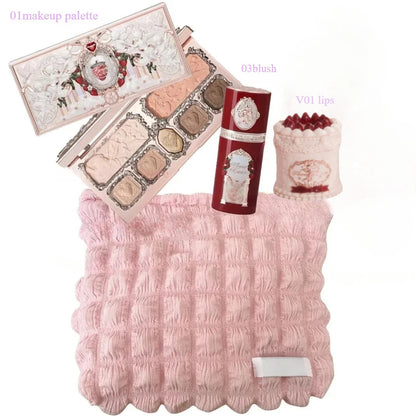 Makeup Set Flower Knows Swan Ballet Series Six Color Eyeshadow Palette Embossed Blusher Shine Lipstick Kit Maquiagem With Bag Good Vibrations