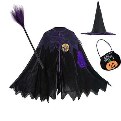 Halloween Costume for Girls Witch Vampire Carnival Party Dress Up Trappings Kids Cosplay Clothes Purple Bat Suit Holiday Gifts Good Vibrations