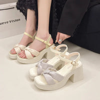 Ladies High Heels Sandals Wedding Party Women's Summer Shoes Open-toe Elegant Women's Fashion Causal Platform Sandals Cross-tied Good Vibrations