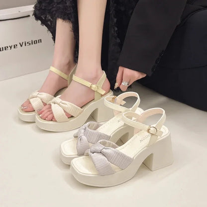Ladies High Heels Sandals Wedding Party Women's Summer Shoes Open-toe Elegant Women's Fashion Causal Platform Sandals Cross-tied Good Vibrations