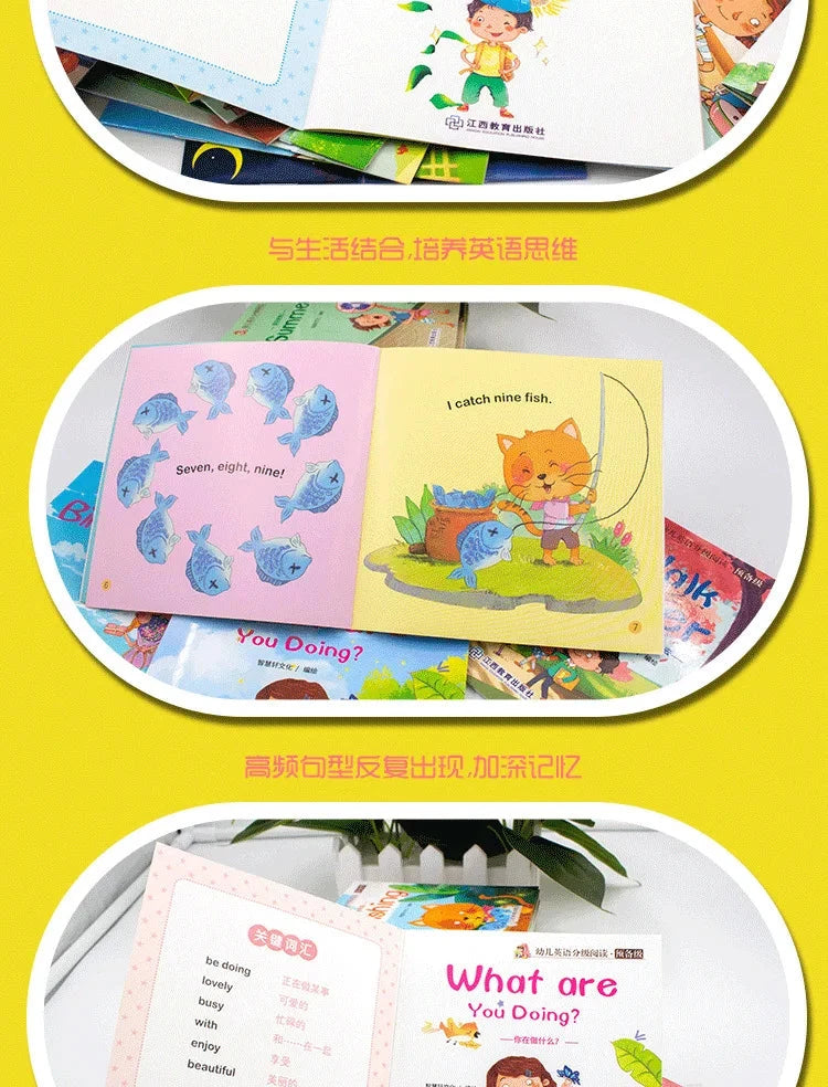 60 Books/Set Children's English Early Learning Picture Book Graded Reading Storybook Enlightenment Cognitive Tale Bedtime Story Good Vibrations