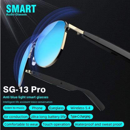 SG-13 Smart glasses, Bluetooth earphones, clear vision | UV resistant touch function | Versatile facial features Good Vibrations
