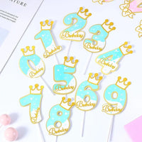 New Digital Decoration Happy Birthday Number Cake Insertion 0 1 2 3 4 5 6 7 8 9 Cake Topper Girls Boys Baby Party Supplies Decor Good Vibrations