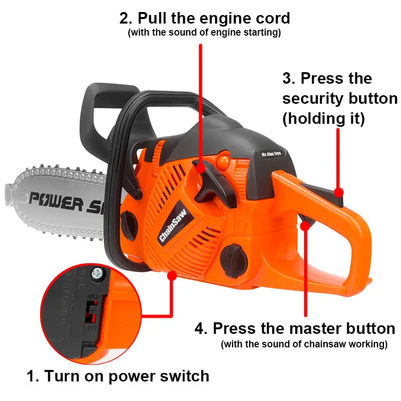 Toy Chainsaw Kids Toy Tools for Children Tools Electric Power Chainsaws for Tool Bench Boys Gift Pretend Play Saw with Sound Good Vibrations