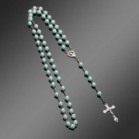 Fashion Vintage Cross Necklace Rosary Beads Chain Jesus Crucifix Virgin Mary Pendant Chain Jewelry Necklace Good Vibrations