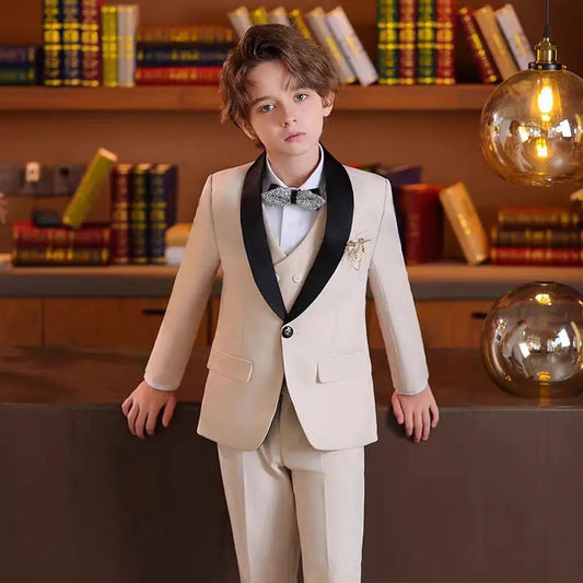 Classic Boy's Suit Set Sequin Suit Jacket Vest Pants Set Tuxedo For Boys Flower Boy Mini Suit Evening Party Wedding Suit For Boy Good Vibrations
