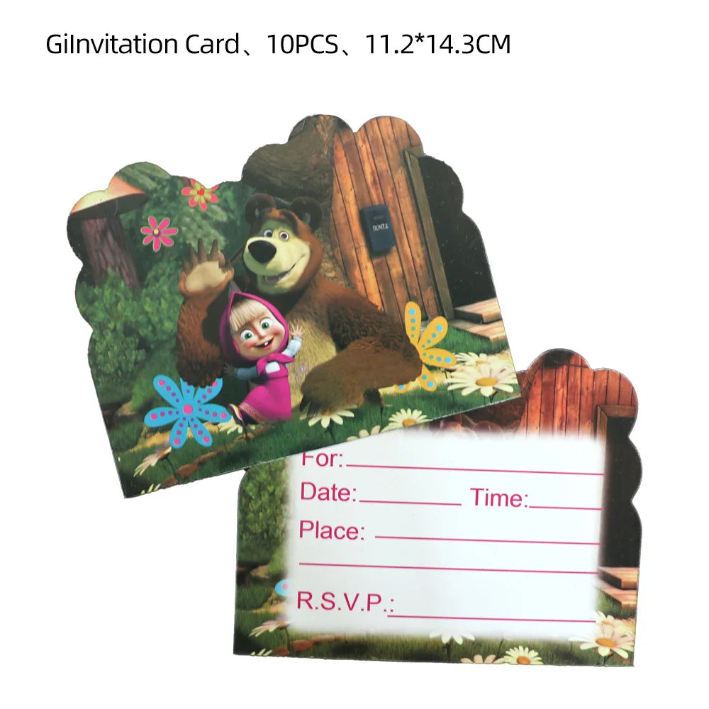 Girl and the Bear Birthday Decorations Disposable Tableware Tablecloth Cup Plate Napkin Balloons Baby Shower kids Party Favors Good Vibrations