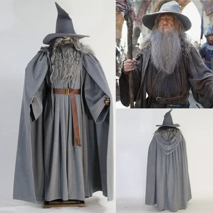 25 Wizard Costumes with Grey Cloak  No Wig  and No Beard Thick Woolen Suit with Exquisite Design Halloween  Fancy Party Costumes Good Vibrations