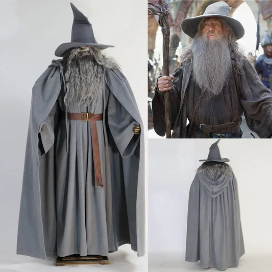 25 Wizard Costumes with Grey Cloak  No Wig  and No Beard Thick Woolen Suit with Exquisite Design Halloween  Fancy Party Costumes Good Vibrations