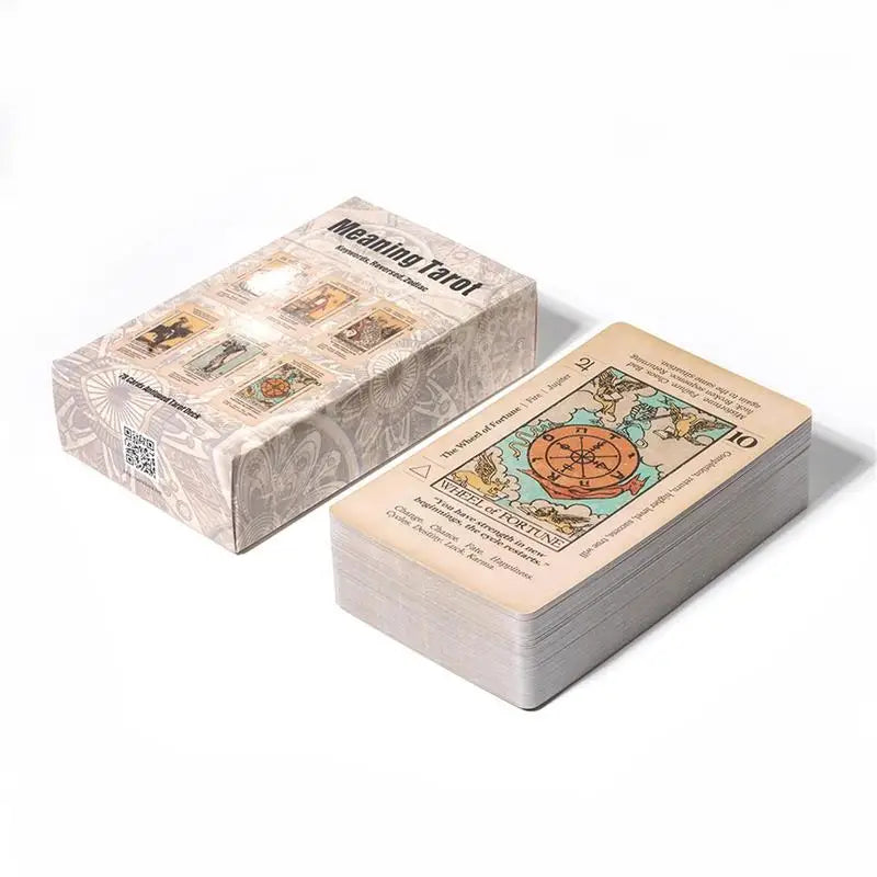 Tarot Card With Meaning On Them Beginner Tarot Keyword Antiqued Tarot Deck Learn Tarot 78 Cards Reversed Good Vibrations