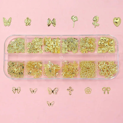 120pcs/box 3D Gold Bow Butterfly Nail Metal Charms Shiny Cute Bowtie/Diamond Star Nail Jewelry 120 Luxury Nail Art Supplies #RE4 Good Vibrations