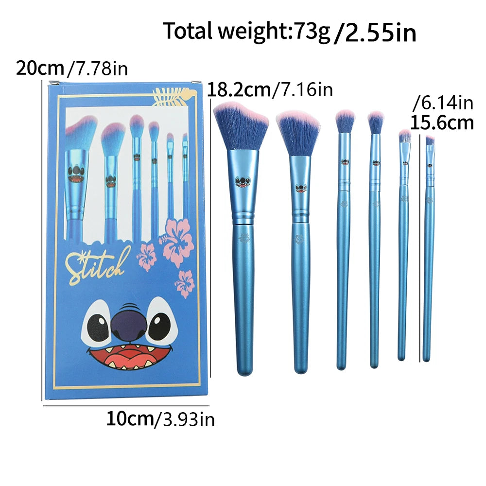 6pcs Disney Stitch Makeup Brush Kawaii Wooden Handle Powder Eye Shadow Foundation Blush Blending Beauty Make Up Brush Good Vibrations