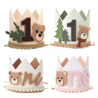 Baby's 1st Birthday Bear Crown Jungle Animal Bear Crown One Year Old Boy Girl First Birthday Party Balloon Supplies Good Vibrations