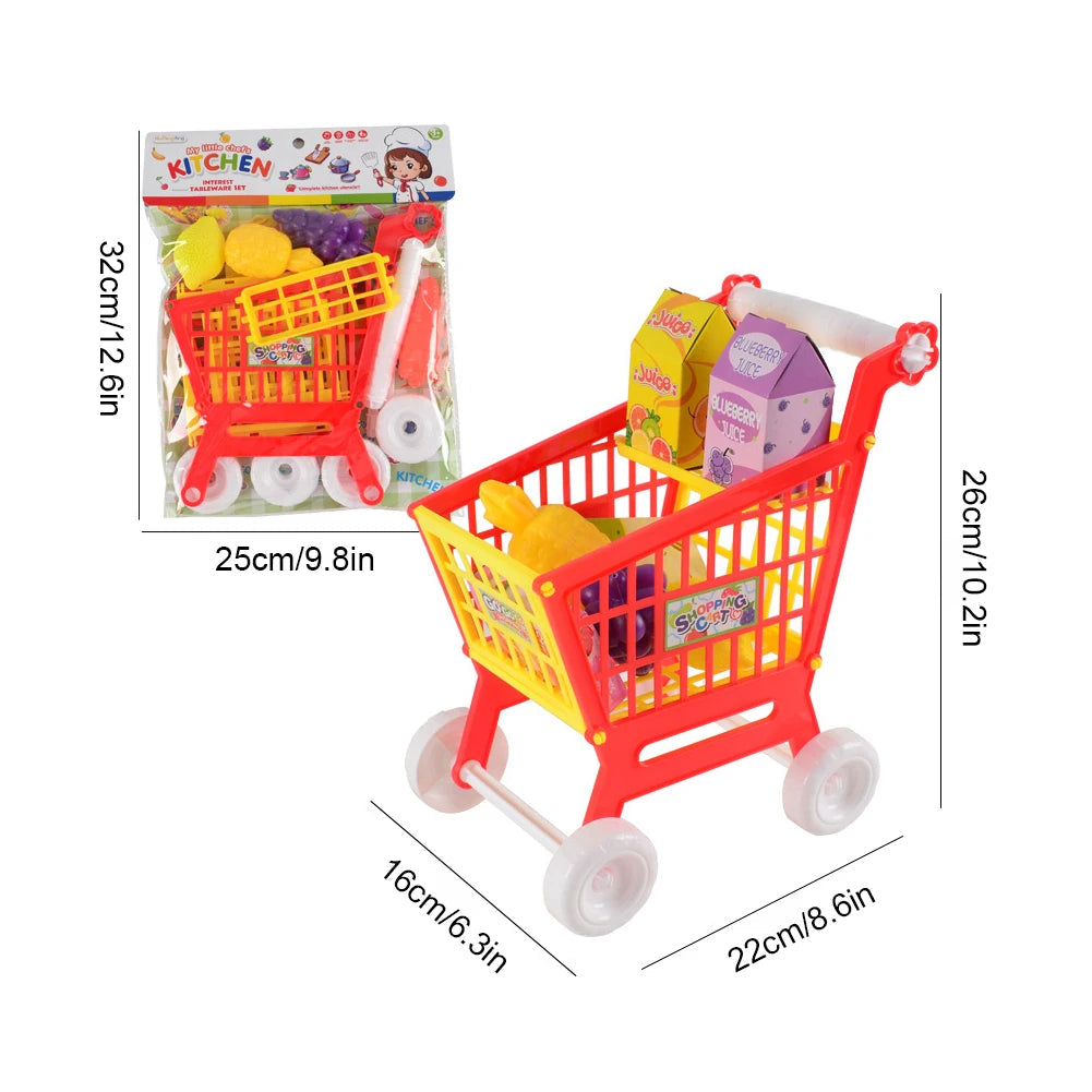 21 Pieces Trolley Toys Interactive Play Set Shopping Cart Play Set Role Play Toys Pretend Play Educational Toy for Children Kids Good Vibrations
