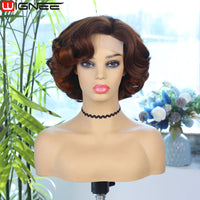 Wignee Body Wave Short Wig Brown Color Synthetic Hair Wigs For Women Side Part Wigs On Sale Clearance Cosplay Wig Daily Use Good Vibrations