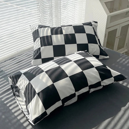 Checkerboard Bedding Comforter Set with Pillowcase bed sheet Single Full Size Bed Linen Duvet Cover Set Queen/King Double Single Good Vibrations