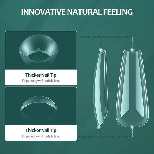 NAILPOP Soft Gel Nail Tips 600PCS Pre-Buff Full Cover Coffin Almond  Oval Shaped Nail Extenison Tips Half Matte Gel X Fake Nails Good Vibrations