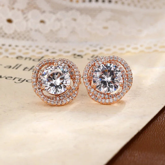 Chic Asymmetrical Earrings for Women - Shiny Cubic Zirconia Studs, Delicate Fashion Ear Jewelry, Simple Yet Glamorous Gift Idea Good Vibrations