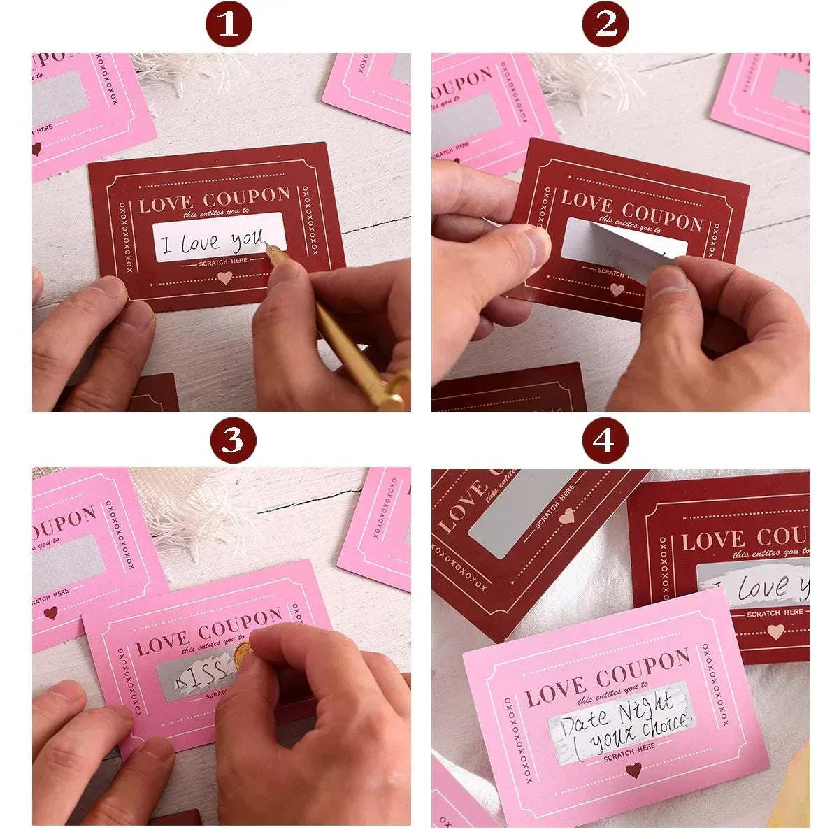 Scratch-Off Love Coupons, 10 Pieces, DIY Valentine