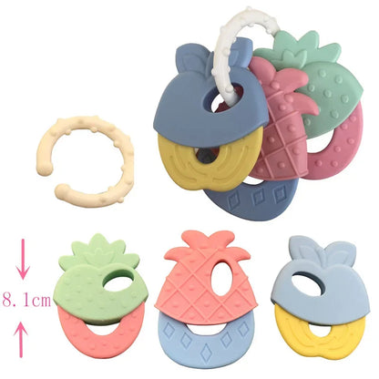 Newborn Baby Chews Food Grade Teethers Training Bed Toy Silicone for Baby Fruit Item Feeding Infant Things Molars Rattle Good Vibrations