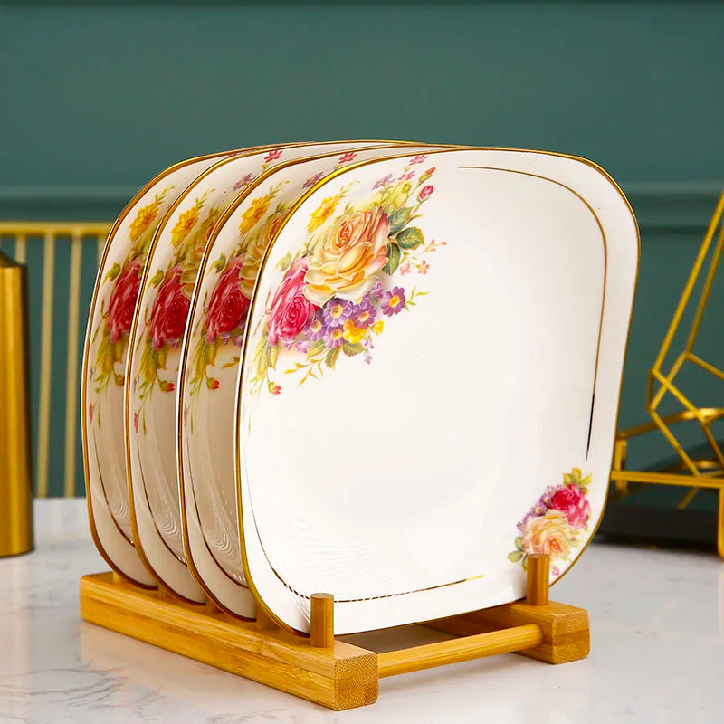 7-inch square expensive plate bone china ceramic tableware square deep plate steamed dish healthy ceramic food plate Good Vibrations