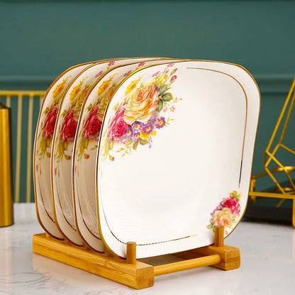7-inch square expensive plate bone china ceramic tableware square deep plate steamed dish healthy ceramic food plate Good Vibrations