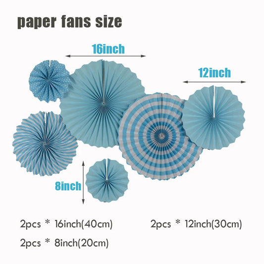 Kids Boy Girl 1st Birthday Party Favor Blue Pink Set Mixed Size Folding Paper Fans Wedding Ceremony Christmas Holiday Decor Good Vibrations
