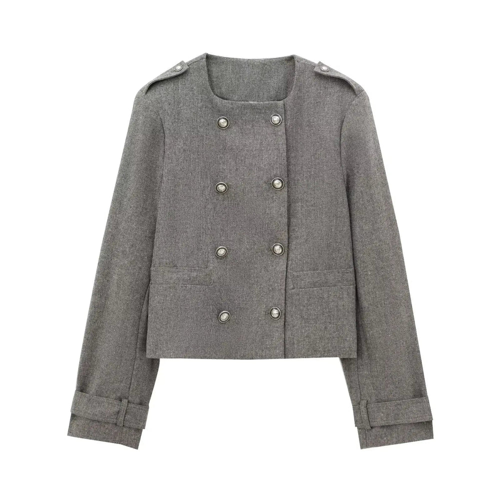 Women Wide Pleated Mini Skirt Sets For Women 2 Pieces Fashion Double Breasted Short Jacket Women 2 Pieces Women Outfit Good Vibrations