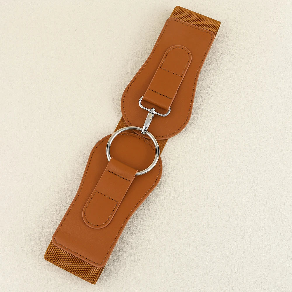 Luxury ladies wide belt elastic vintage buckle leather wide fashion wild pin buckle women's belt waist seal belt Good Vibrations