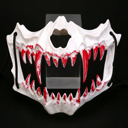 Halloween Bone Skull Masks Half-face Bloody Mask Cosplay Dragon God Fierce Tiger Night Fork Tengu Man Wolf Mask Party Decor Prop Good Vibrations