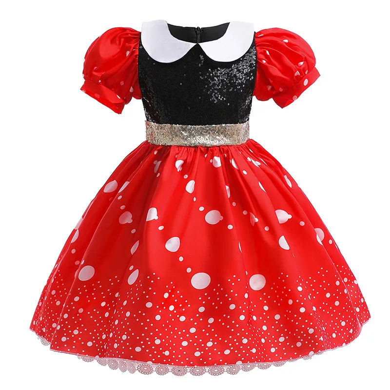 Little Girl Mickey Dress Toddler Kids Minnie Cosplay Outfits Red Dot Princess Mouse Costume Halloween Baby Clothes Good Vibrations