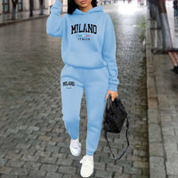Autumn Winter Women's Sets 2pcs Hoodies Pants Suit Sports Outfits 2025 MILANO Letter Print Aesthetic Clothes Ladies Tracksuit Good Vibrations