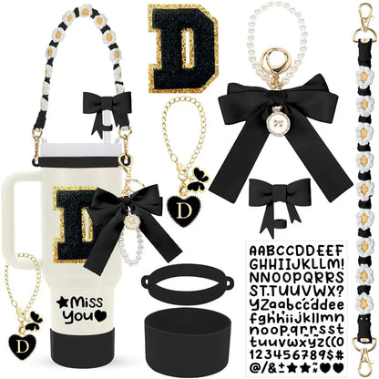 8Pcs Cup Accessories Including Straw Topper,Silicone Prorective Boot,Cup Charm,Stickers and Handle Strap for 40oz Tumbler Cup Good Vibrations