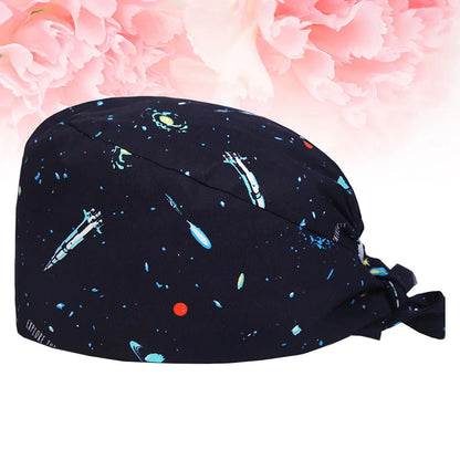 Hat Men Adjustable Bouffant Bonnet Working Hats Print Scrub Cap Button Elasticity Good Vibrations