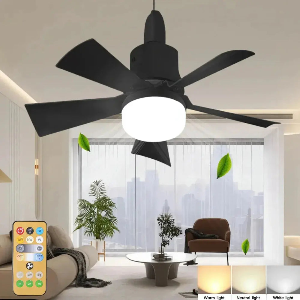 Socket LED Fan Light with Remote Small Ceiling Fans with Lights 3 Colors Dimmable LED Light Bulb Fans E26/E27 Base for Bedroom Good Vibrations