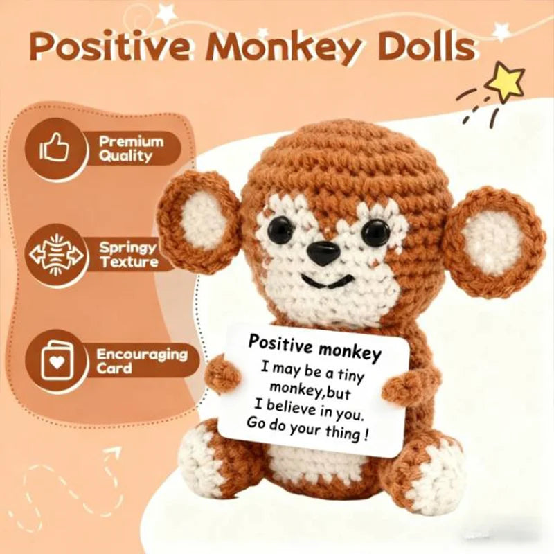 Gifts for Him Her Boyfriend Girlfriend  Handmade Positive Crochet Cute Monkey Emotional Birthday Christmas Desktop Decorations Good Vibrations
