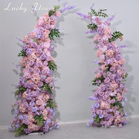 Luxury Flower Row Wedding Arrangement Artificial Flower Row Horn Shape Floral Arch Backdrop Decoration Event Exhibition Decor Good Vibrations